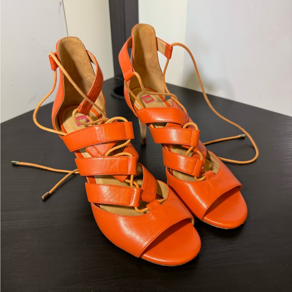 Elaine Turner orange Gladiator style pumps / sandals - size 9